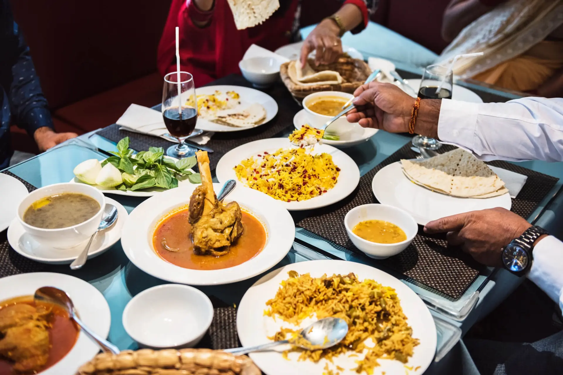 family having a dinner at a restaurant